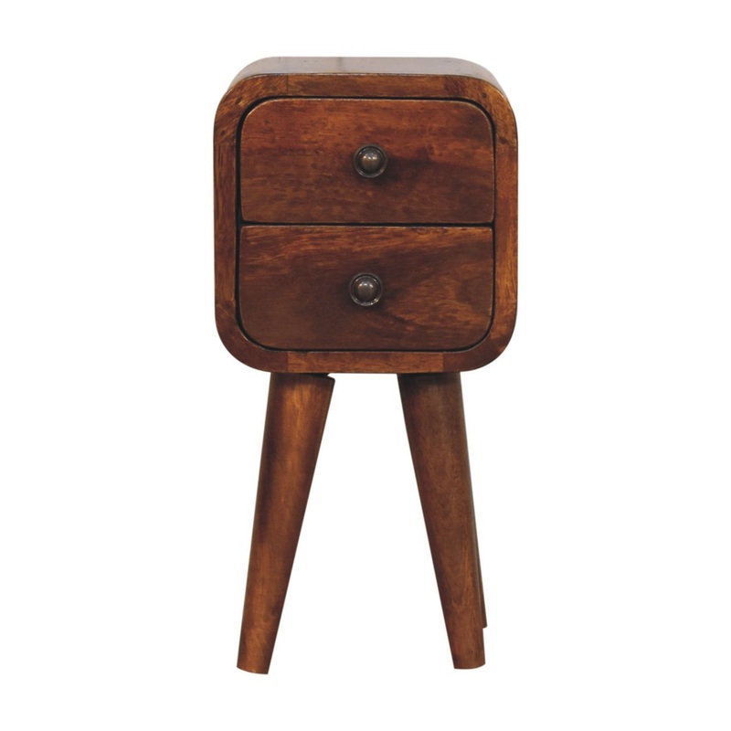 Extra Mini Curved Nightstand – Chestnut