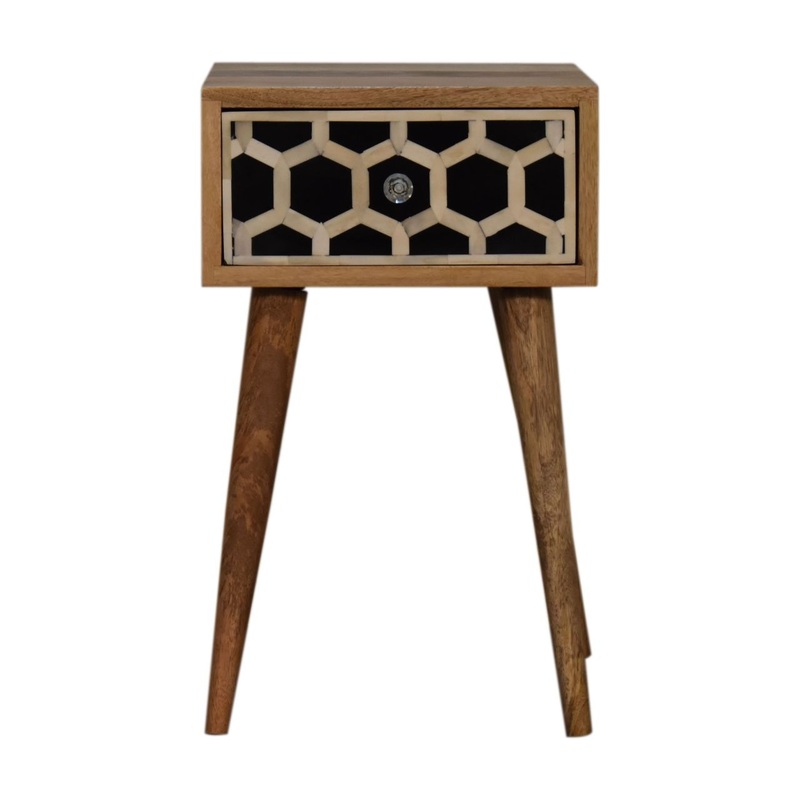 Inlay – Mini Bone Bedside Table – Brown Oak