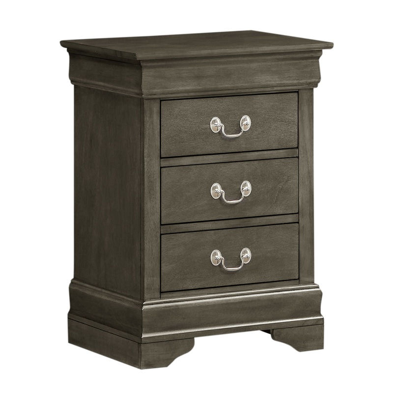 Louis Phillipe – 3 Drawer Nightstand – Gray