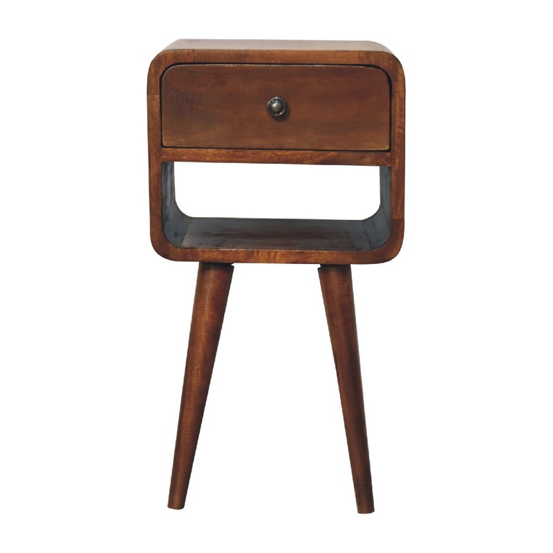 Mini Curve Lower Bedside Table – Chestnut