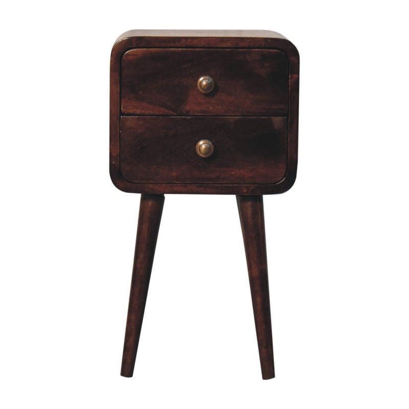 Mini Curved Bedside Table – Walnut