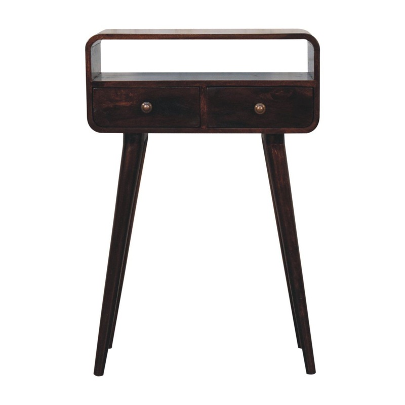 Mini Curved Console Table – Walnut