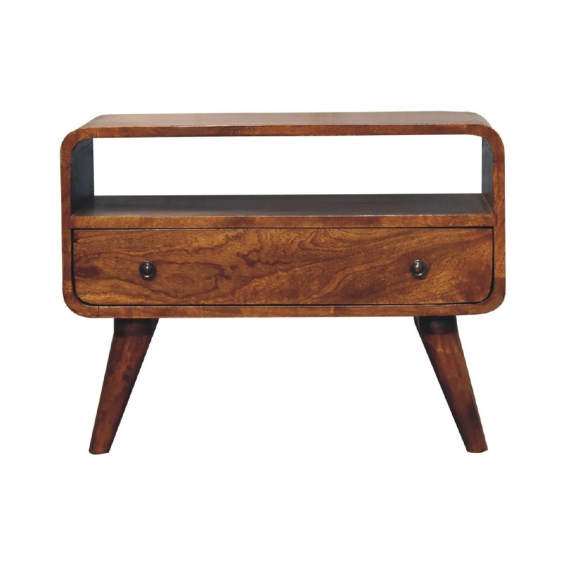 Mini Curved Media Unit – Chestnut
