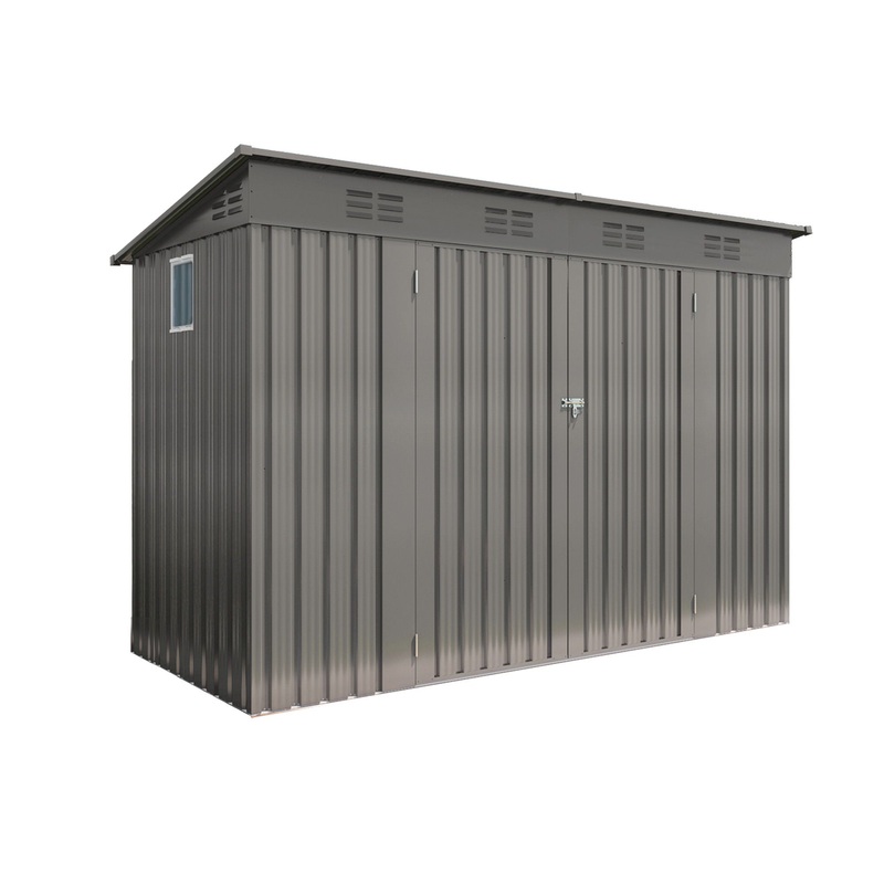 Outdoor Storage Shed 4 X 9 Ft With Sloping Roof And Vents For Garden And Patio – Gray