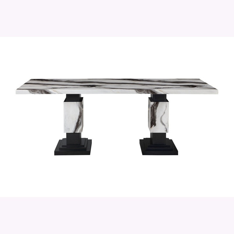 Stacey – Dining Table Set – Black / White