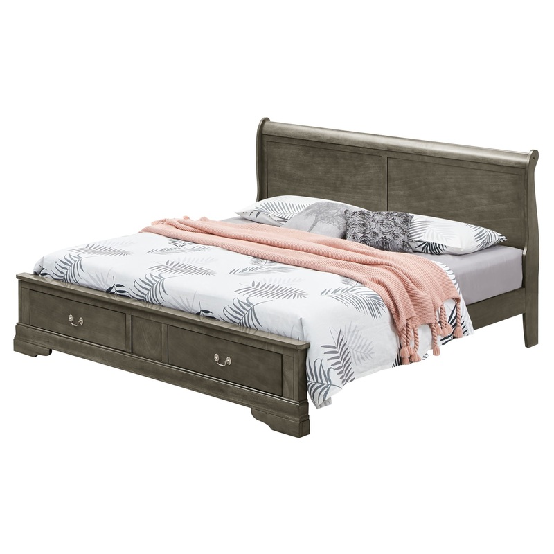 Louis Phillipe – Queen Elegant Storage Bed – Gray