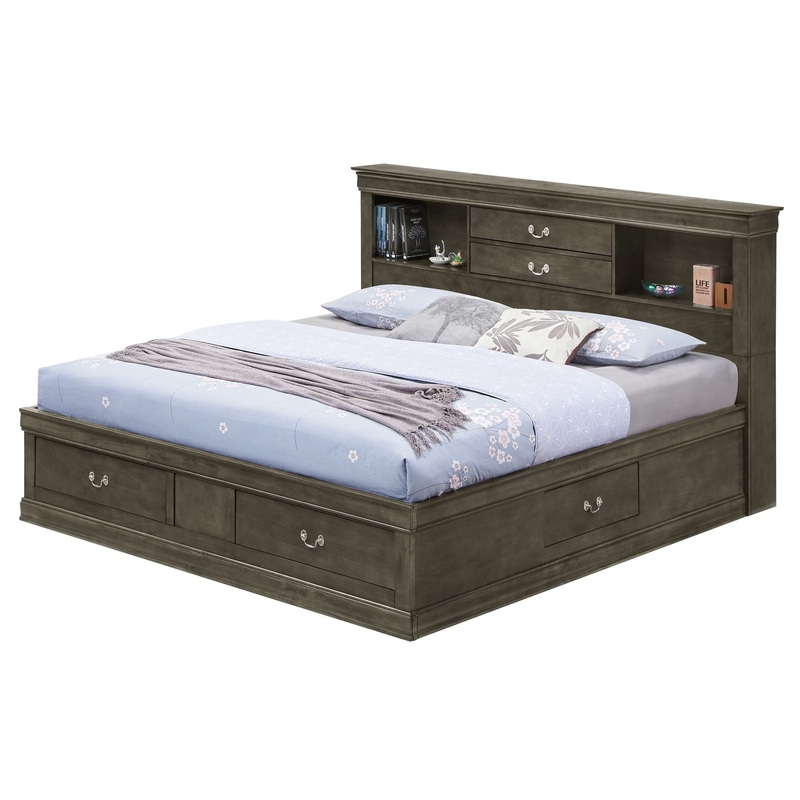 Louis Phillipe – Queen Storage Bed – Gray