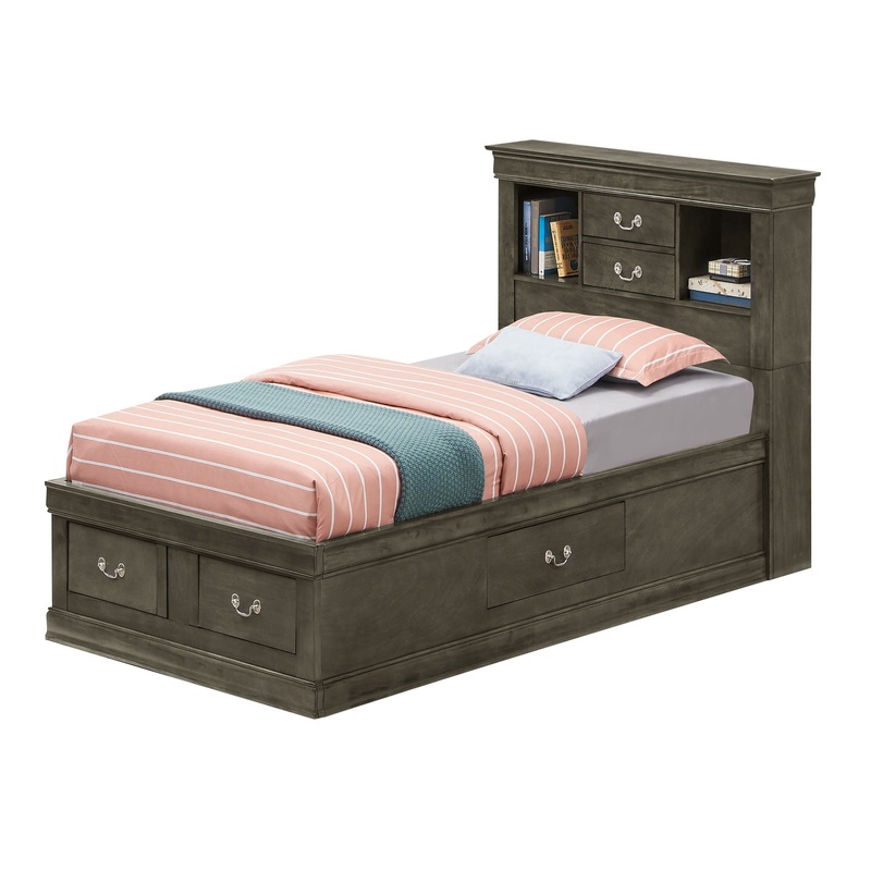 Louis Phillipe – Twin Storage Bed – Gray