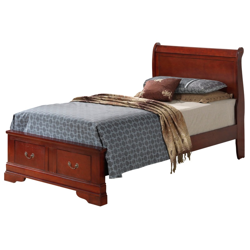 Louis Phillipe – Twin Storage Modern Bed – Cherry