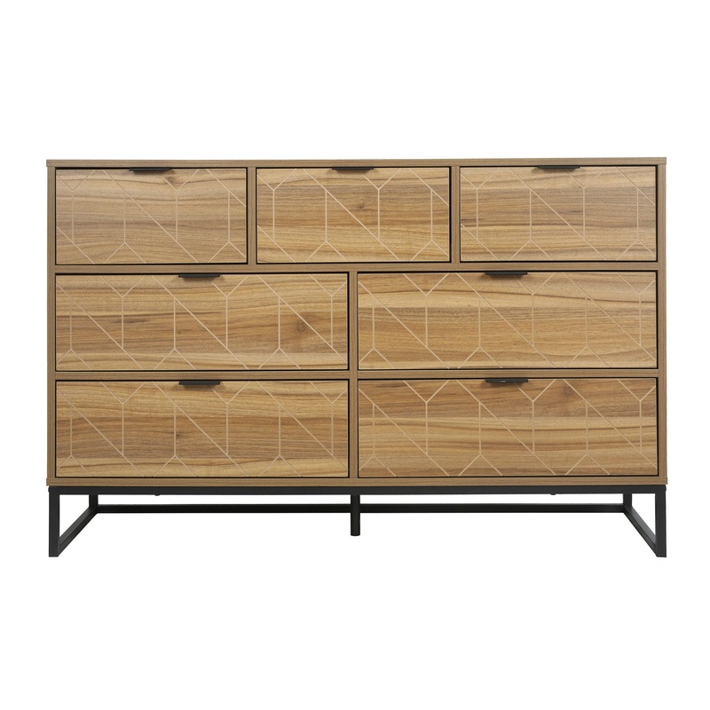 Modern 7 Drawer Dresser Cabinet – Walnut