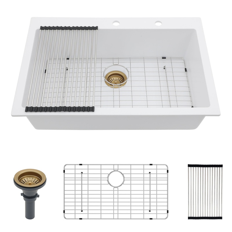 Quartz Kitchen Sink 33 X 22 Granite Composite Drop In Kitchen Sink – White