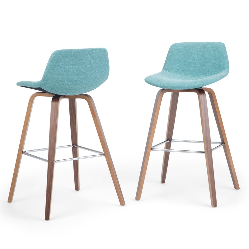 Randolph – Bentwood Upholstered Counter / Bar Height Stool (Set of 2) – Blue