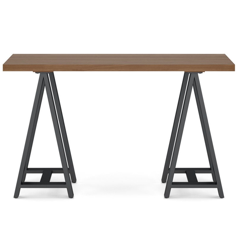 Sawhorse – Solid Walnut Veneer And Metal Console Sofa Table – Walnut