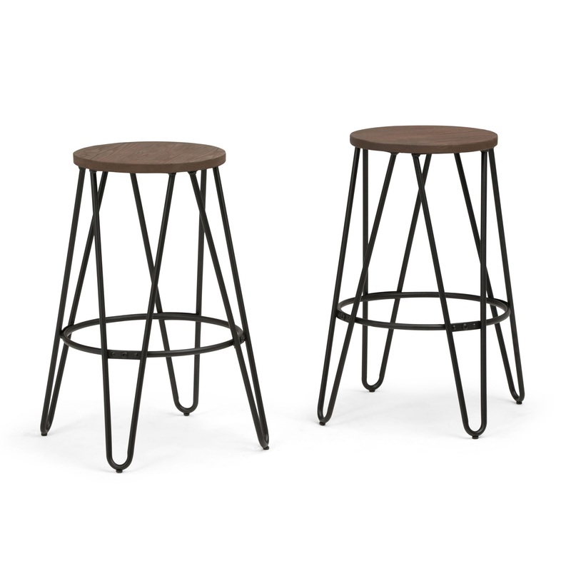 Simeon – Counter Height Stool With Wood Seat (Set of 2) – Cocoa Brown / Black