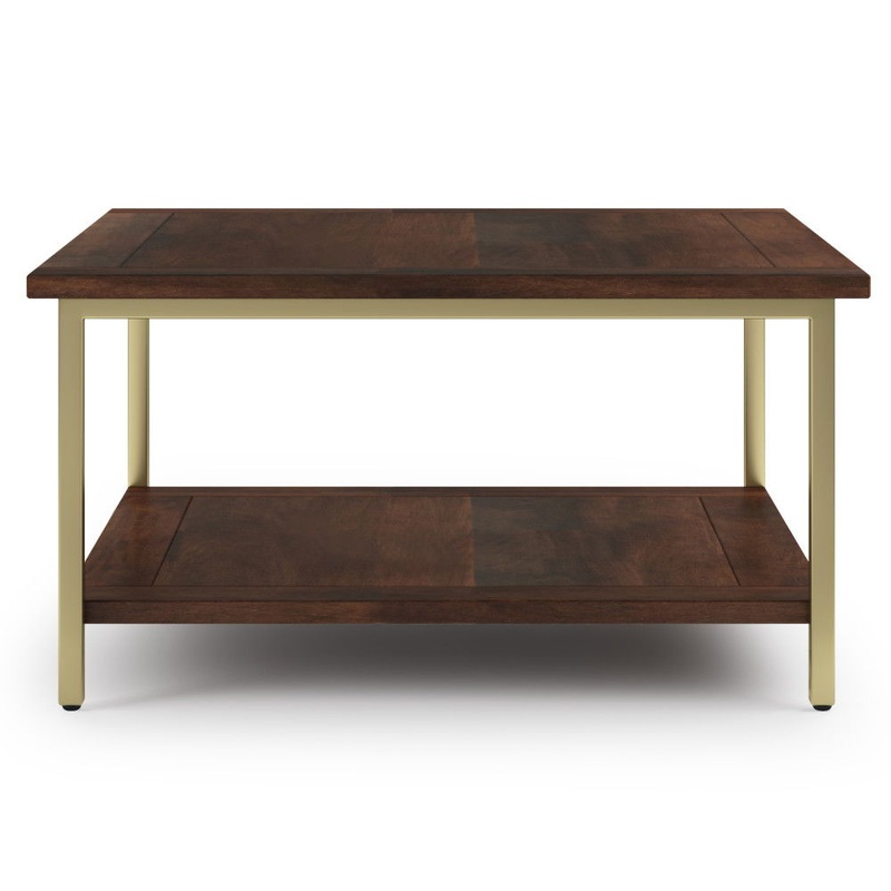 Skyler – Square Coffee Table – Dark Brown / Gold