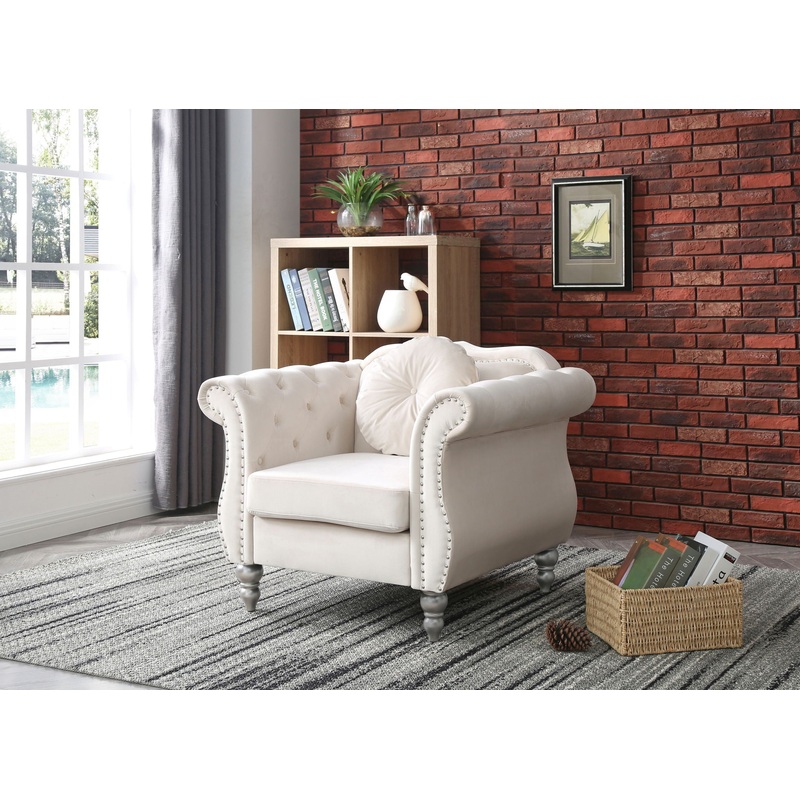 Elegant Transitional Flared Armchair – Ivory