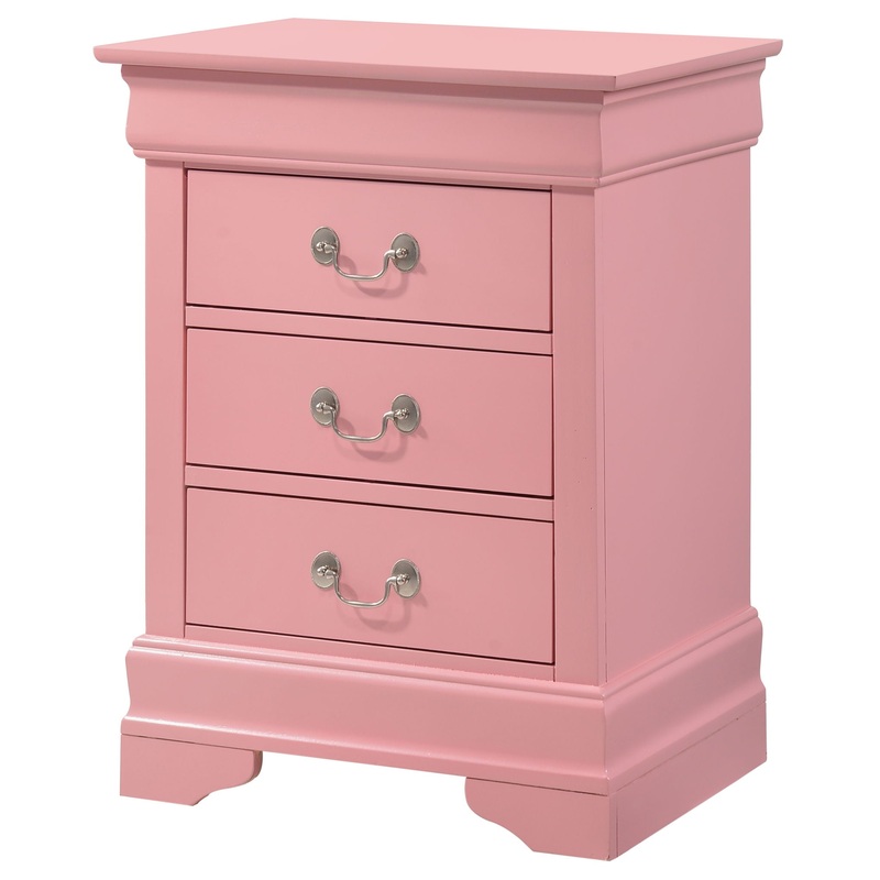 Louis Phillipe – 3 Drawer Nightstand – Pink