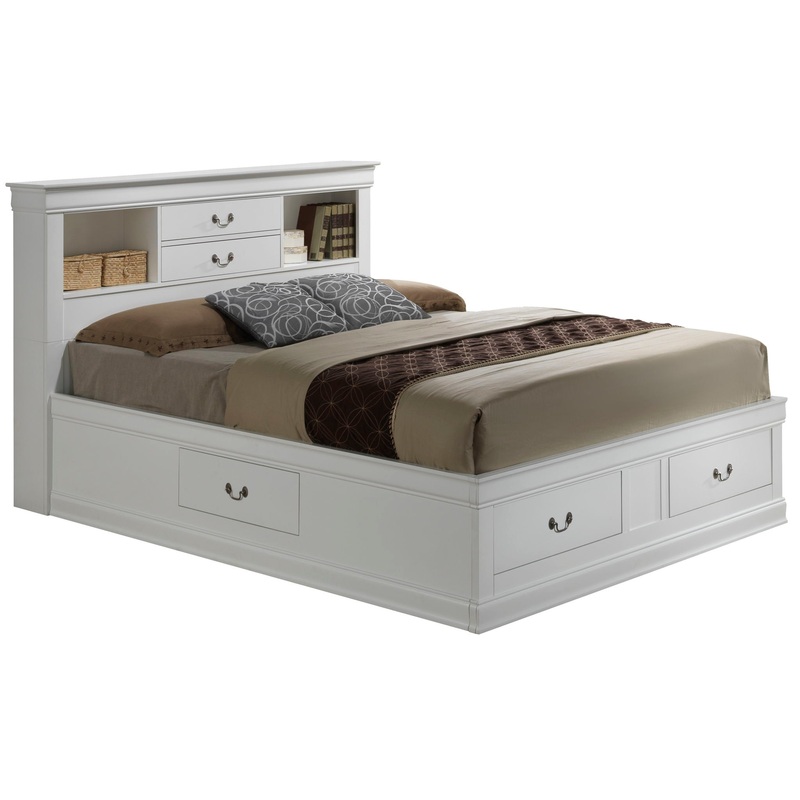 Louis Phillipe – King Elegant Storage Bed – White