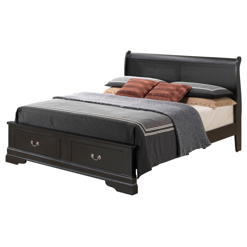Louis Phillipe – Queen Storage Elegant Bed – Black