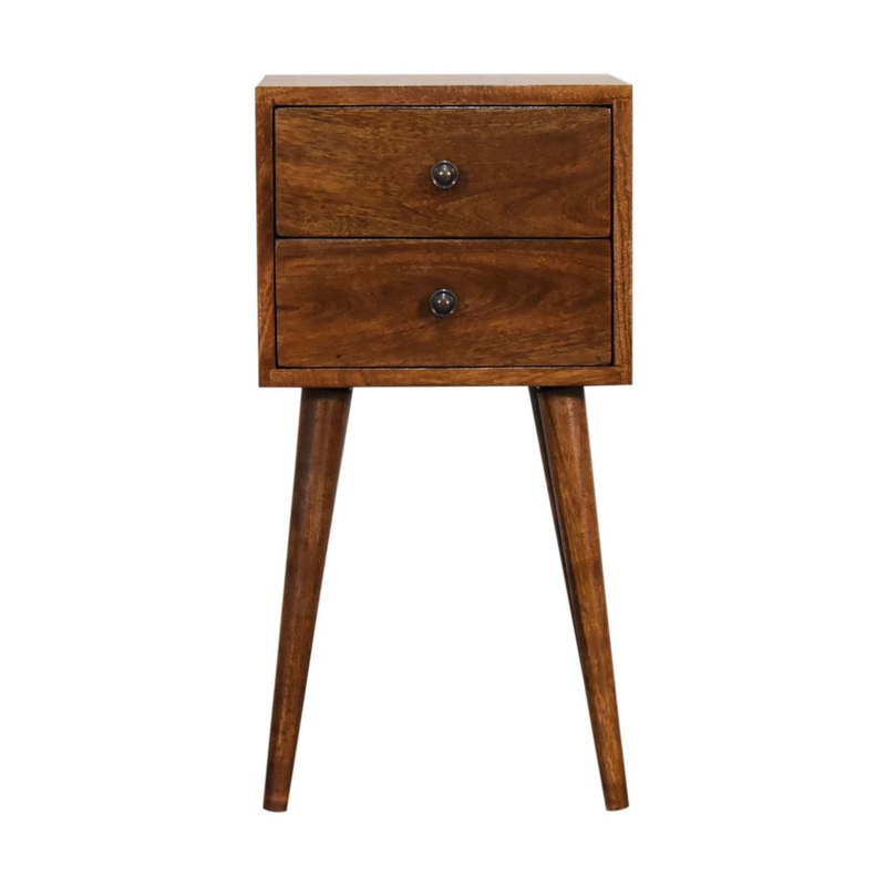 Mini 2 Drawer Nightstand – Chestnut