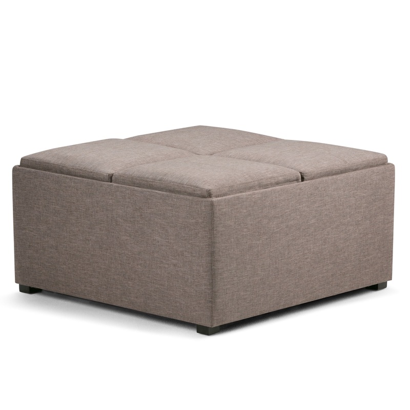 Avalon – Square Coffee Table Storage Ottoman – Fawn Brown