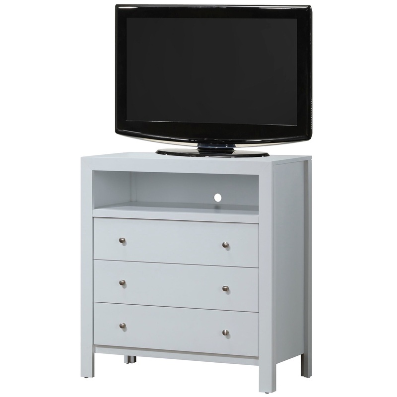 Elegant Transitional Media Chest – White