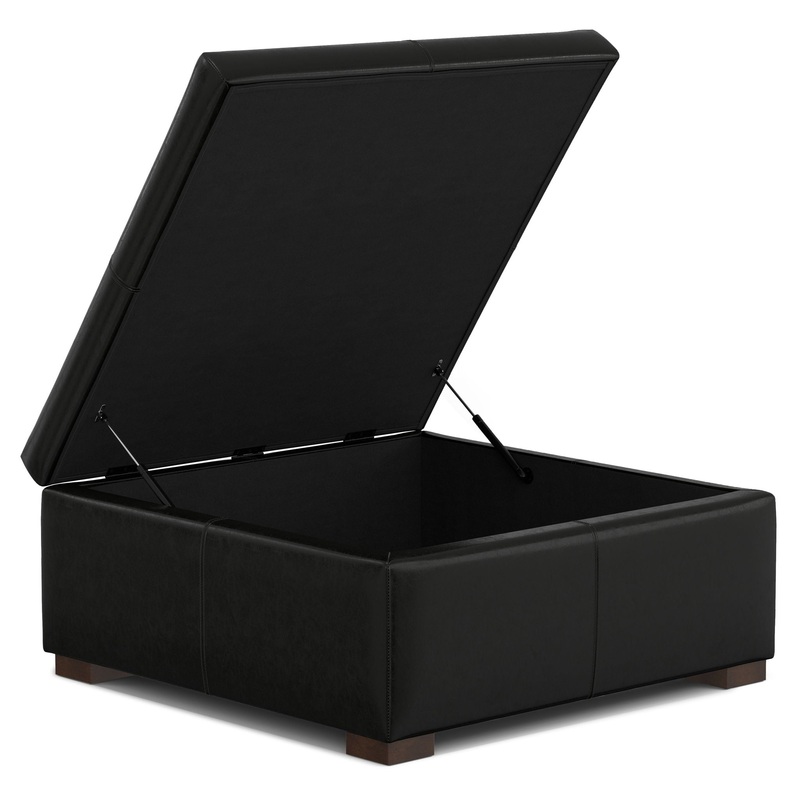 Gabbie – Square Coffee Table Storage Ottoman – Black