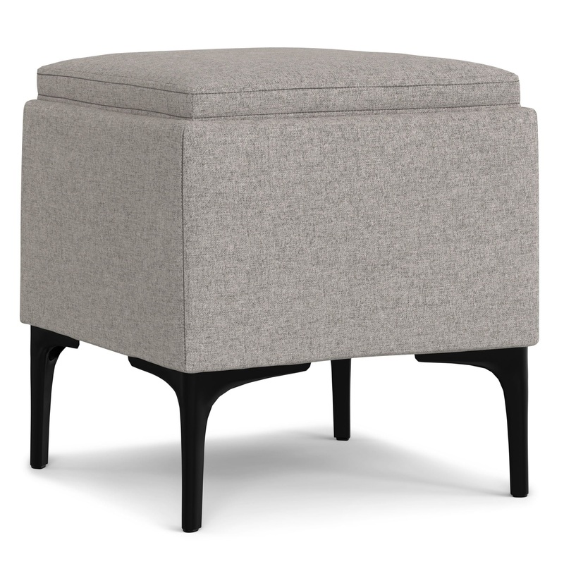Natasha – Multifunctional Storage Ottoman With Tray – Gray