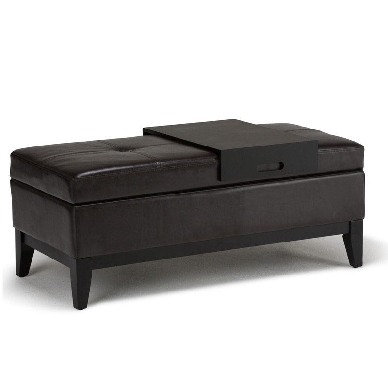 Oregon – Storage Ottoman Bench With Tray – Tanners Brown