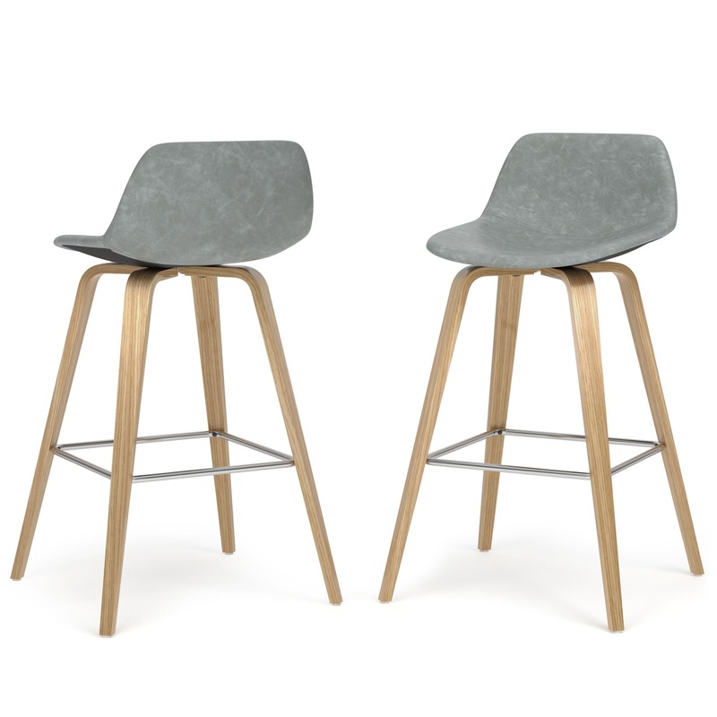 Randolph – Bentwood Counter / Bar Height Stool Upholstered (Set of 2) – Gray