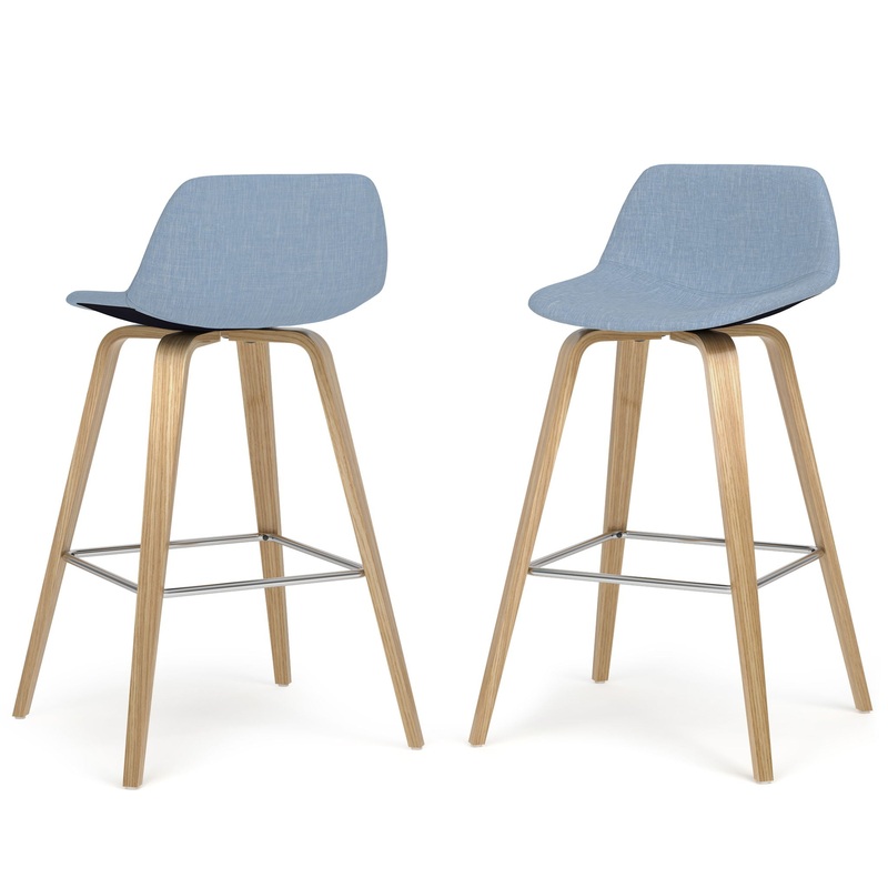 Randolph – Upholstered Bentwood Counter / Bar Height Stool (Set of 2) – Blue
