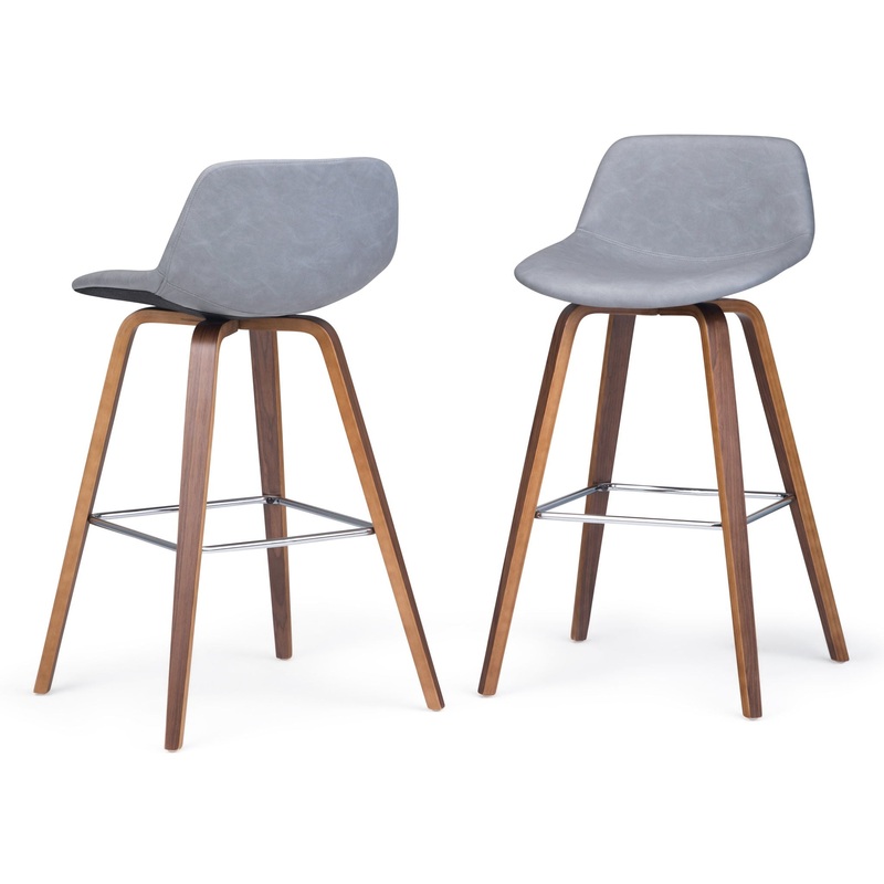 Randolph – Upholstered Bentwood Counter / Bar Height Stool (Set of 2) – Gray