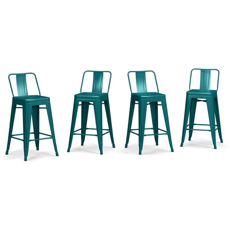 Rayne – Counter Height Stool (Set of 4) – Teal Blue