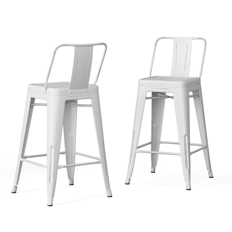 Rayne – Metal Counter Height Stool (Set of 2) – Distressed White