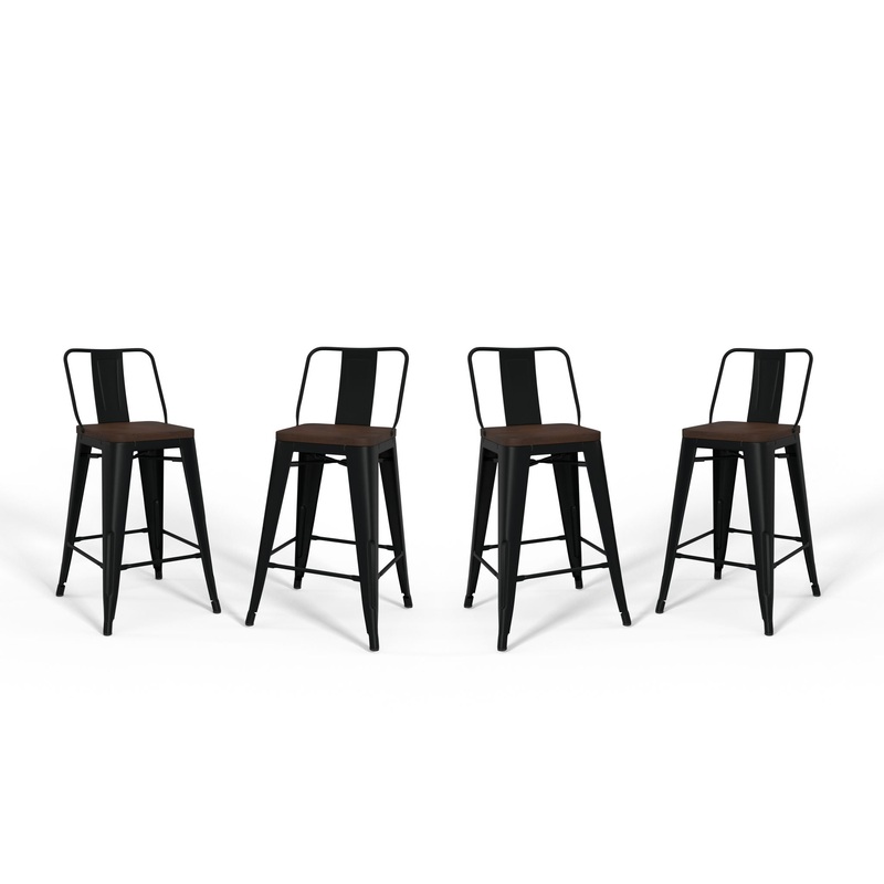 Rayne – Mid Century & Industrial Counter Height Stool (Set of 4) – Black