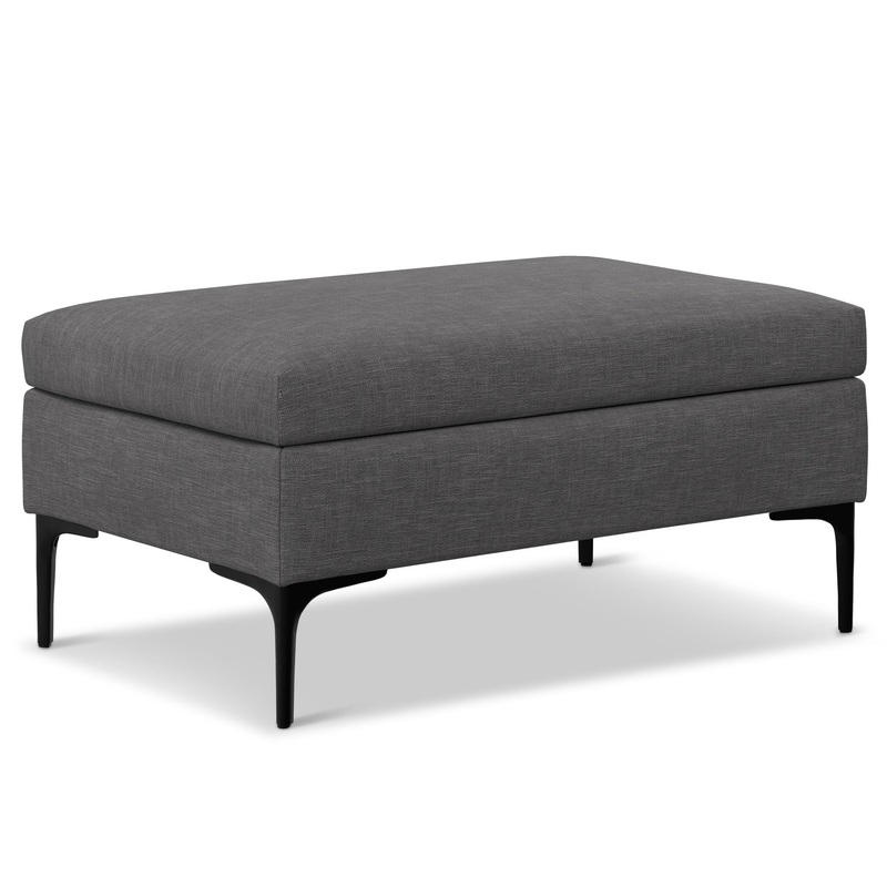 Rebecca – Rectangular Coffee Table Storage Ottoman With Lift Up Lid – Gray