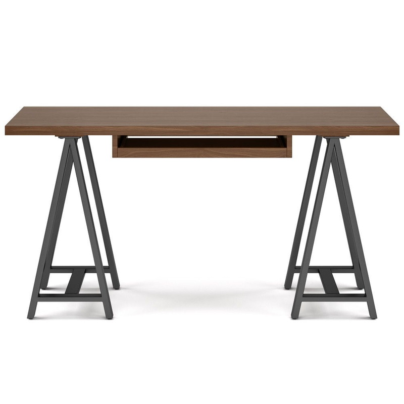 Sawhorse – Solid Walnut Veneer And Metal Desk – Walnut