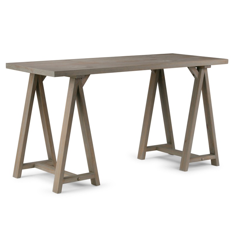 Sawhorse – Writing Desk – Distressed Gray