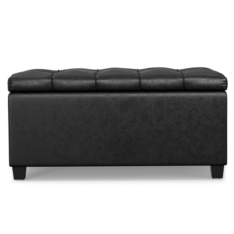 Sienna – Storage Ottoman Bench – Distressed Black