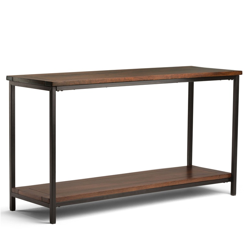 Skyler – Console Sofa Table – Dark Cognac Brown