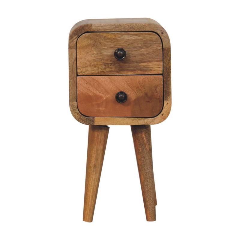 Extra Mini Curved Bedside Table – Oak