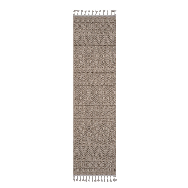 Guros – 2′ X 8′ Geometric Indoor / Outdoor Area Rug – Mocha