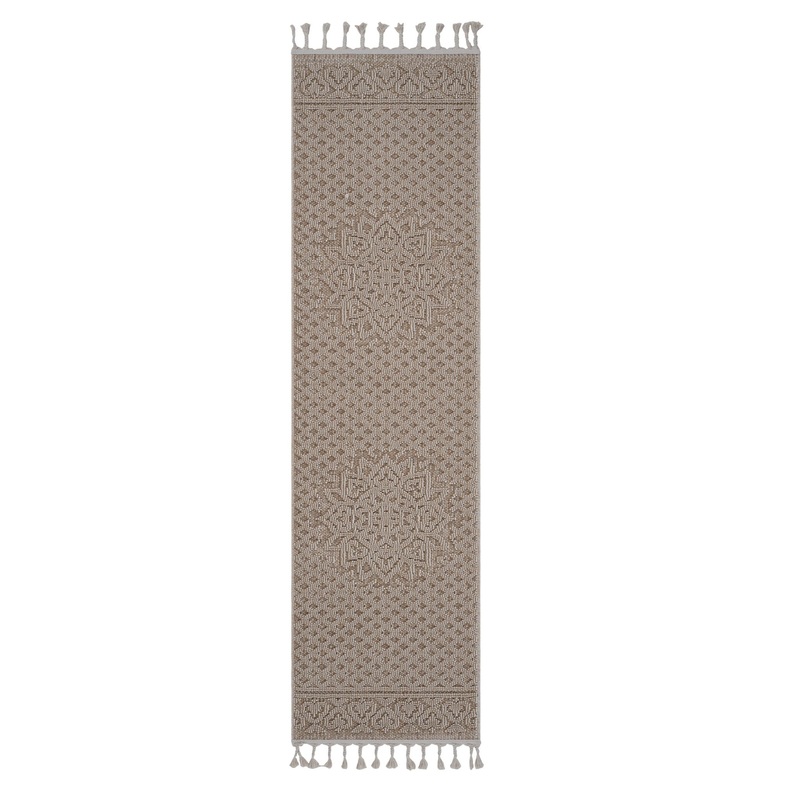 Guros – 2′ X 8′ Medallion Indoor / Outdoor Area Rug – Beige