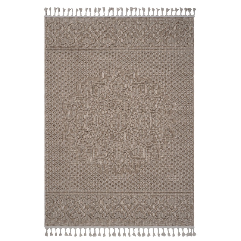 Guros – 4′ X 6′ Medallion Indoor / Outdoor Area Rug – Beige