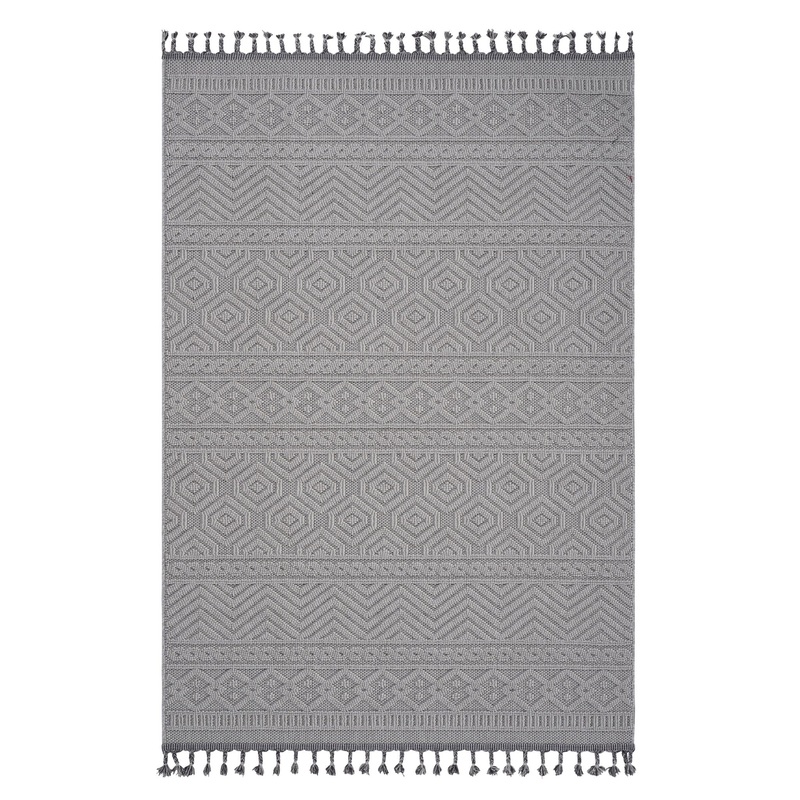 Guros – 5′ X 7′ Geometric Indoor / Outdoor Area Rug – White