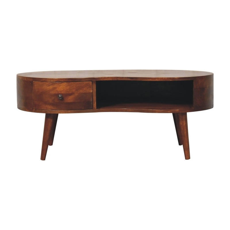 Large Wave Coffee Table, 1 Drawer – Chestnut