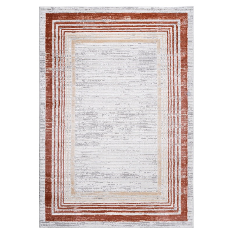 Marfi – 6′ X 9′ Bordered Area Rug – Brown / Ivory