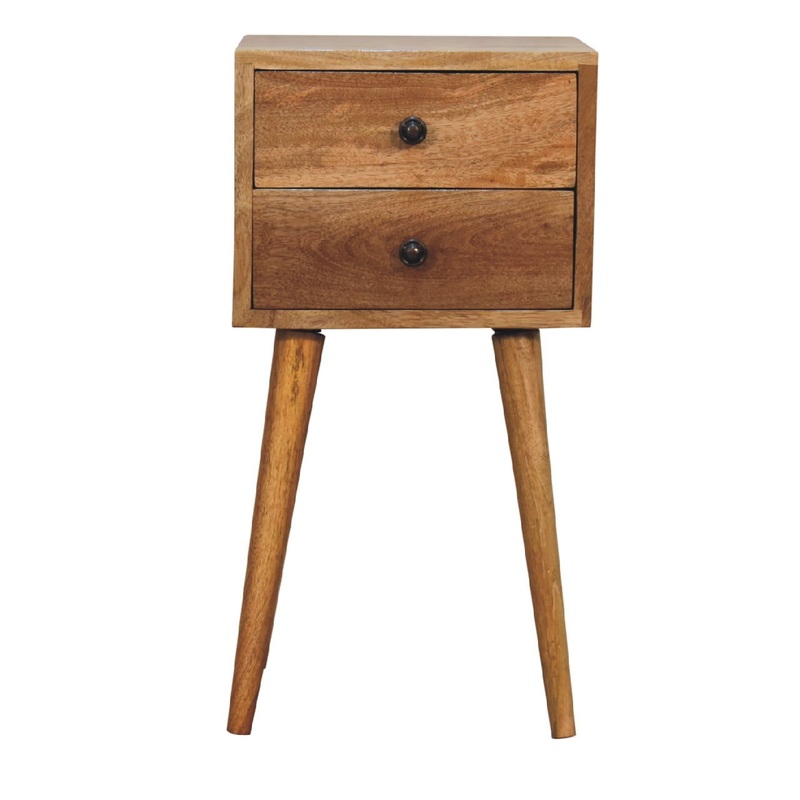 Mini 2 Drawer Nightstand – Oak