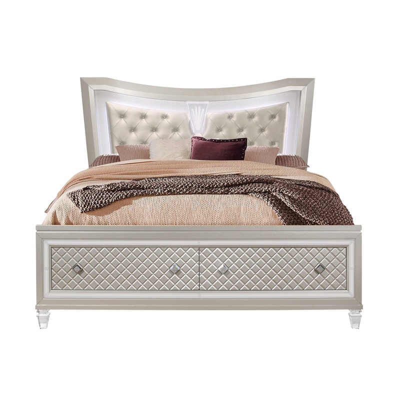 Cross – King Bed With LED – Glam Champagne