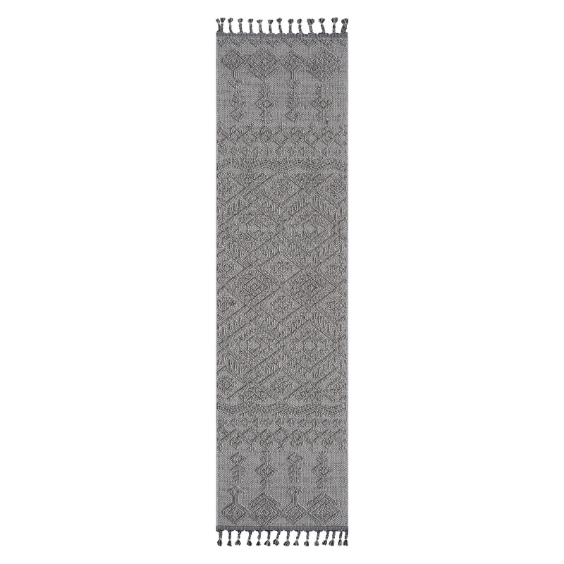Guros – 2′ X 8′ Traditional Indoor / Outdoor Area Rug – Gray / White
